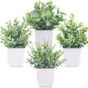 Der Rose 4 Pack Fake Plants Mini Artificial Greenery Potted Plants for Home Decor Indoor Office Table Room Farmhouse Bathroom Decor (Grey)
