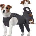 Kuoser Dog Surgery Recovery Suit, Thigh Wound Protective Sleeve for Dogs, Dog Recovery Sleeve for Female Male Dogs, Pet Surgical Suit for Spay Neuter, Dog Onesie After Surgery, Gray M (M (Prioritize CHEST GIRTH:20.1-23.6''))