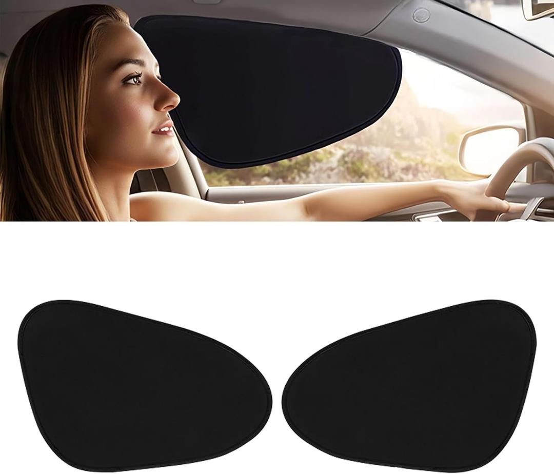 2-Pack Car Side Window Sun Shade | Black Gel Electrostatic UV Protection Sunshade | Universal Fit 99% Vehicles | Foldable Car Shades