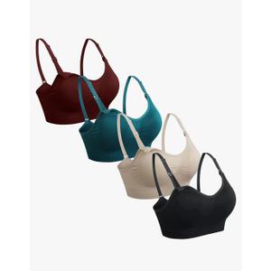 GXXGE 4Pack Nursing Bra for Breastfeeding Maternity Bras Push Up Silk Seamless Pregnancy Bralette Underwear M