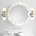 KoKo&Yukina Mid Century Modern Bathroom Lights Gold Vanity Light Fixtures Globe Sconce 2-Light Bathroom Gold Vanity Light Mid Century Glass Globe Wall Lights