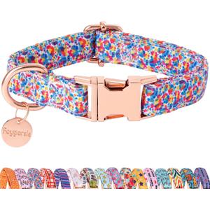 Faygarsle Multi-Colored Splotches Pattern Dog Collar for Small Medium Large Dogs Cute Puppy Collars for Female Dogs for Summer Spring Wedding Necklace Girl Dog Collar M