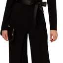 Adrianna Papell Jersey Combo Tuxedo Jumpsuit, Black (Black) Size 12