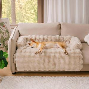 Cloud Pet Sofa Bed, Non-Slip Plush Dog Cat Mat, Cozy Non-Slip Washable Fluffy Plush Pet Mat for Small Medium Dogs & Cats, Furniture Protector, Pets Couch Bed (Coffee)