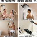 Veken 11.8 Inch Rain Shower Head with Handheld- High Pressure Dual Shower Heads with 5 Modes Handheld Spray Combo- Wide Rainfall Showerhead with Hose, Bathroom Accessories, Matte Black