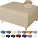 YEMYHOM Ottoman Cover Latest Jacquard Design High Stretch Folding Storage Footstool Protector Rectangle Removable Slipcover (Ottoman X-Large, Khaki)