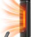 24" Space Heater, JRD Fast Heating Portable Electric Heater with Remote, Night Light, 80 Oscillation,4 Mode, Overheat&Tip-Over Protection, Ceramic Heat for Bedroom Office Indoor (Black)