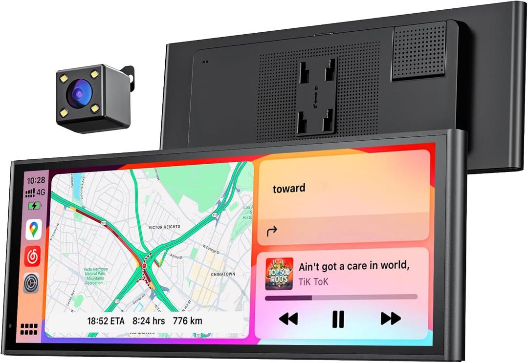 9.26" Carplay Screen for Car, Wireless Portable Car Play Screen for Apple CarPlay & Android Auto, OTA Updates, Backup Camera, Bluetooth 5.0, Mirror Link, Voice Control, GPS Navigation, FM