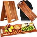 Acacia Large Charcuterie Board, Wood Charcuterie Boards with Handles Foldable Travel 33 x 12 Inch Cheese Boards Serving Board with Food Meat Party Appetizers (Large, Rectangular)