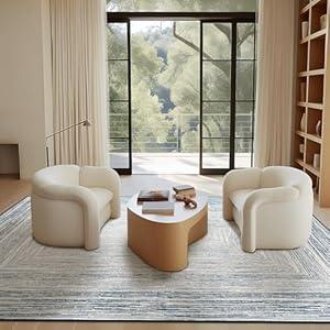 Phantoscope Modern Area Rug 5'x7' – Distressed Blue and Grey Geometric Rectangle Pattern, Washable Non-Slip Rug for Living Room, Bedroom, or Dining Room, Soft Low-Pile Floor Carpet, Coastal Blue/ Grey