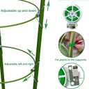18" Small Plant Support Tomato Cages, 4 Pack Adjustable Garden Trellis for Indoor Outdoor Climbing Plants, Peony Flower Stakes with 66ft Garden Twist Ties, Green Metal Plant Cages for Pots & Garden