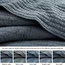 WDCOZY 100% Cotton Queen Size Quilt Set - Blue Striped Pick Stitch Soft Lightweight Bedspread, Textured Like Linen, Farmhouse Country Rustic Coverlet, Shabby Chic Gauze Bedding, 3 Pieces, Full/Queen