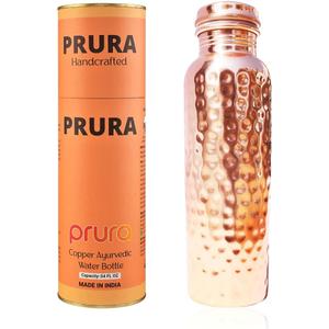 Hammered Copper Water Bottle Pure Copper Water Vessel - Ayurvedic Water Bottle Drink More Water Large - Leak Proof