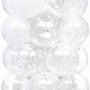Sea Team Shatterproof Clear Plastic Christmas Ball Ornaments Decorative Xmas Balls Baubles Set with Stuffed Delicate Decorations (60mm/2.36 inch 30-Pack, White), Pack of 3