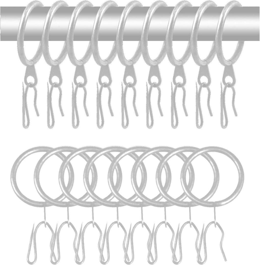 60 Pcs Metal Drapery Curtain Rings & Hooks, 30 mm Internal Diameter (Matt Silver) 60 Pcs Metal Drapery Curtain Rings & Hooks, 30 mm Internal Diameter (Matt Silver)