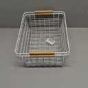 Metal White Wire Basket,Food Storage Organizer with Wooden Handles, pantry organizers and storage for Organizing Kitchen Cabinets potato onion, 2 Packs