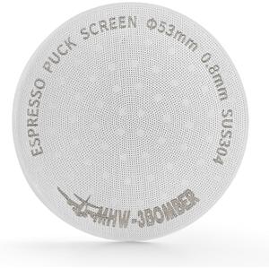MHW-3BOMBER 54mm Puck Screen - 0.8mm Espresso Puck Screen - Metal Reusable Coffee Filter for Breville Sage 54mm Portafilter Basket - Double-layer Espresso Screen FG5591M-OS (53mm, Silver)