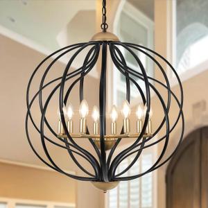 Black and Gold Chandelier for Entryway Large Sphere Orb Foyer Chandelier, 25.6 inch