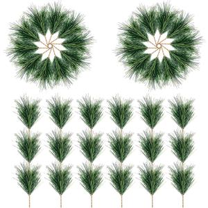 Alpurple 60 PCS Artificial Green Pine Needles Branches- Small Pine Twigs Stems Picks- Fake Greenery Pine Picks for Christmas Garland Wreath Embellishing and Home Holiday Garden Decoration