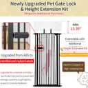 Lumizone Extra Tall Cat Gate 55.12" High Pressure Mounted 29.92"-34.24" Extra Wide 1.37" Gap No Drilling Auto-Close One-Handed Operation Tall Pet Gate for Dogs(Black, 55.12" H x 29.92"-34.24" W)