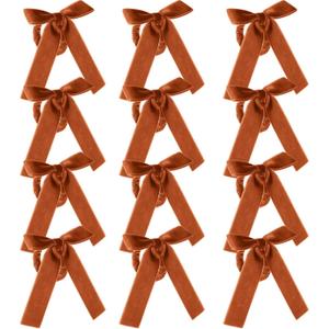 12 Pcs Bow Napkin Rings Camel Velvet Napkin Holders Buckle for Bottles Winter Candlestick Holiday Birthday Party Anniversary Dinner Wedding Dining Table Decoration