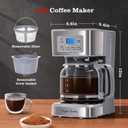 Taylor Swoden 12-Cup Programmable Coffee Maker, Regular & Strong Brew Drip Coffee Machine for Home and Office, Glass Carafe, Pause & Serve, Auto Shut Off, Gray & Stainless Steel