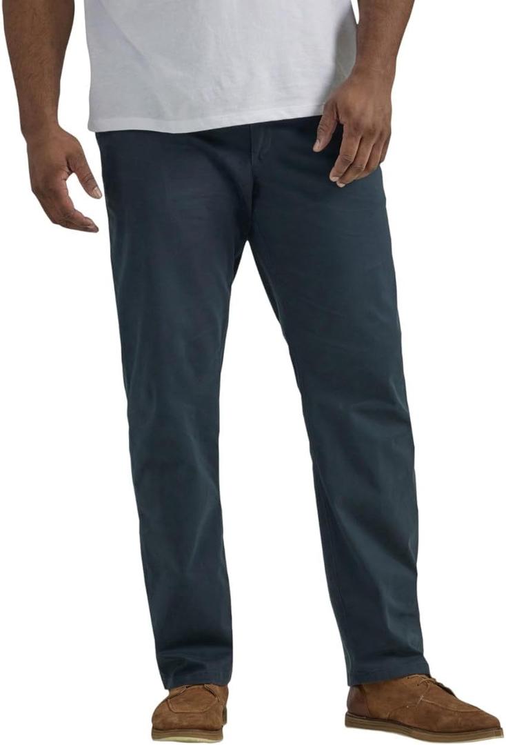 Lee Mens Big & Tall Extreme Motion Flat Front Regular Straight Pant (48W x 34L, Navy)