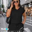 Huukeay Women's 2 Piece Plus Size Loungewear Short Set, Summer Casual Outfit Cap Sleeve T-shirt and Short Trendy Matching Set (XXL)