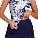 Arolina Womens Tankini Swimsuits for Women with Skirt Bathing Suits Two Piece Tummy Control Swimsuit Ladies Swimwear (Blue, XL)