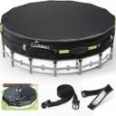 UIRWAY 500D Pool Cover 21FT Round [2026 Upgraded Heavy Duty Fabric] Solar Pool Covers for Above Ground Pools, New Super Windproof Gel-Coated Tarp Straps, Swimming Pool Covers with UV Protection