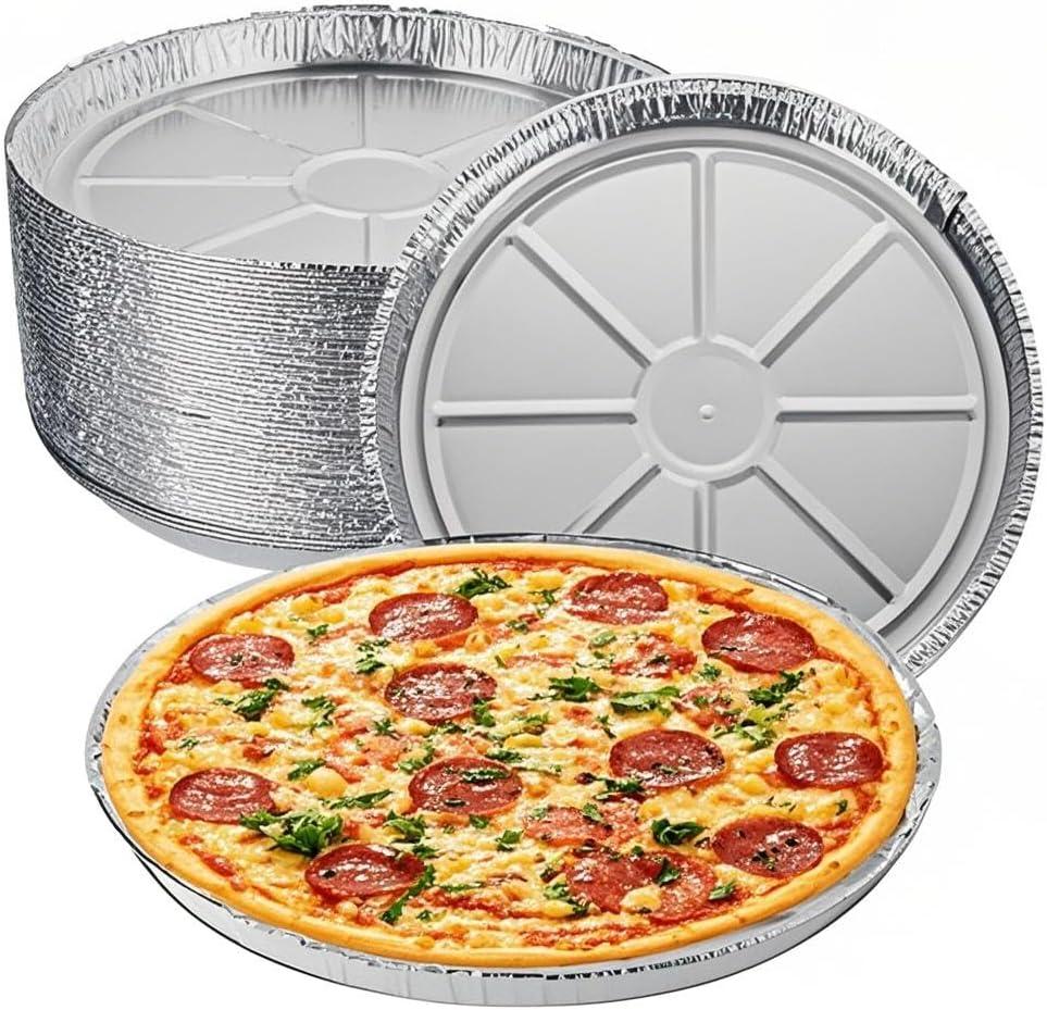 GDOODM 25 Pack 12 Inch Disposable Pizza Pans, Aluminum Pizza Pans, Round Pizza Pan Foil Focaccia Pan, Chocolate Cookies Cake Tin, Serving Platter Tray, Freezer & Oven Safe