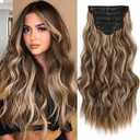 Clip in Hair Extensions for Women, Brown with Blonde Highlights, 20 Inch 6PCS Hairpieces Long Wavy soft Thick Hair Extensions clip ins