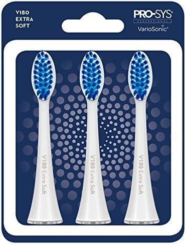 PRO-SYS White VarioSonic Electric Toothbrush Replacement Heads (V180 Extra Soft), Burst Brush Head, Pack of 3