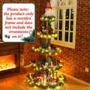 Barydat Christmas Tree Village Christmas Bookshelf Display Supplies Ornament Display Tree Stand Wooden Holder for Holiday Display(5 Tier 59 Inches)