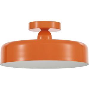 VILUXY Vintage Semi-Flush Mount Ceiling Light Fixture Orange Brush Paint Finish Round Ceiling Lamps for Bedroom, Dining Room, Corridor, Living Room