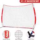 12x9ft / 16x10ft Barricade Backstop Net, Ball Sports Barrier, Practice Net for Baseball, Softball, Lacrosse, Soccer, Basketball and More