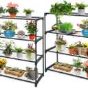 EAGLE PEAK Greenhouse Shelving Staging Double 4 Tier, Outdoor/Indoor Plant Shelves, 35"x12"x42", Green