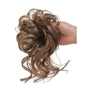Large Bun Hairpiece Hair Scrunchie with Hair Updo Hairstyles, Curly Messy Bun Hairpiece with Elastic Band for Women Girls (12/24 Brown Mix Light Brown)