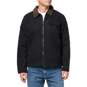 Levi's Men's Workwear Cotton Canvas Corduroy Collar Depot Jacket (Black Quilt Lined), Small