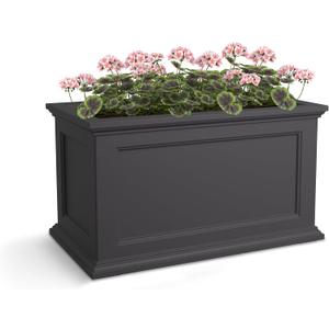 Mayne Fairfield 20x36-Inch Rectangular Planter Self-Watering, Weather-Resistant Planter for Flowers Durable Outdoor Design for Patio, Porch, or Entryway, Graphite Grey, 20 by 36-Inch