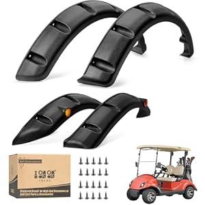 10L0L Golf Cart Front Rear Fender Flares for Yamaha G14, G16, G19, G22, with Metal Hardware, Set of 4(Not fit modified models)