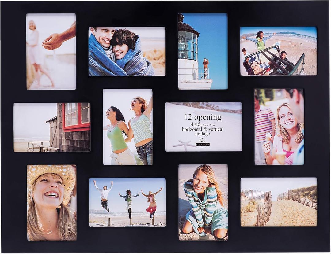 Malden International Designs Black 12 Opening Collage Photo Frame