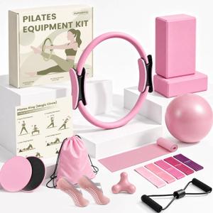 Pilates Kit for Women With 2 Yoga Blocks, Full Body Workout Set, Pink