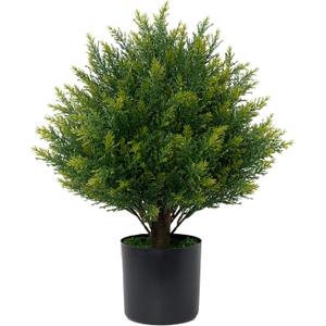 ECOLVANT Artificial Topiary Ball Tree 19''T Faux Little Bush Ball Tree UV Resistant Shrub Potted Artificial Plant for Outdoor Indoor Front Porch Garden (Green)