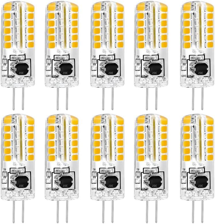 Yosenmi 120V G4 LED Bulb 3W, 20W G4 Halogen Bulb Equivalent, 3000K Warm White, 100V-265V, Non-Dimmable JC G4 Bi-Pin Base Light Bulb, 10-Pack
