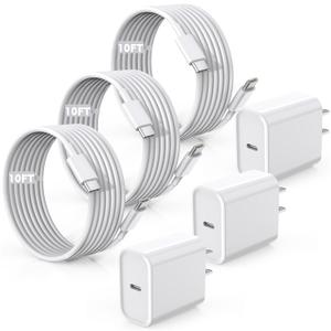 Fast Charger for iPhone 17/16/15 Charger,10FT Extra Long Fast Charging 3Pack Block USB-C to USB C Fast Charging Cable Cord for iPhone Air/17 Pro Max/iPhone 16 Pro/16 Plus/15 Pro Max,iPad Pro/Air/Mini (White)