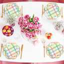 Whaline 72Pcs Easter Spring Party Supplies Pastel Plaid Disposable Dinnerware Set Colorful Checkered Scalloped Paper Napkins Plates Cups for 24 Guests Tableware Decor