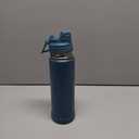 Insulated Water Bottle with Silicone Boot (36hrs Cold/18hrs Hot) - DIY Stickers, Leakproof, BPA Free, 24 oz [2-IN-1 LID] (Cyan)