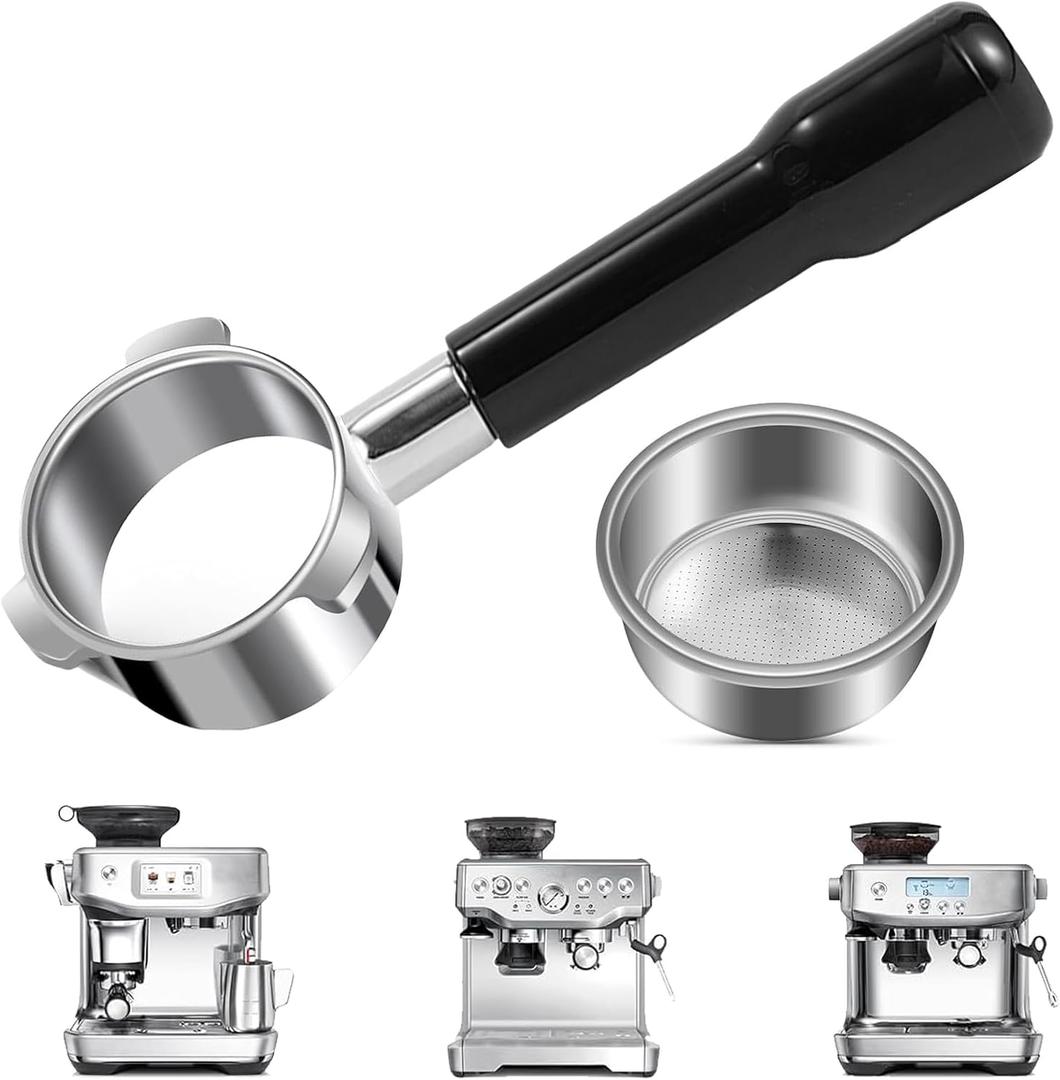 54mm Bottomless Portafilter for Breville Barista Express 18g Filter Basket Fit Breville 54mm Espresso Machines (BES870XL 880BSS 878BSS 840XL 500BSS 450BSS Duo Temp Pro) Black Portafilter