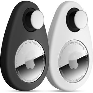 Airtag Holder for Kids 2 Pack Kids GPS Tracker, Anti-Removal Airtags Tracker Case with Safety Pins, Secure & Discreet, Suitable for Children, Elderly, Backpack, Jackets, Luggage (Black, White)